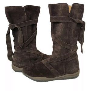 Naturino Sz 3 Leather Boots Hippie Hobo Dark Brown